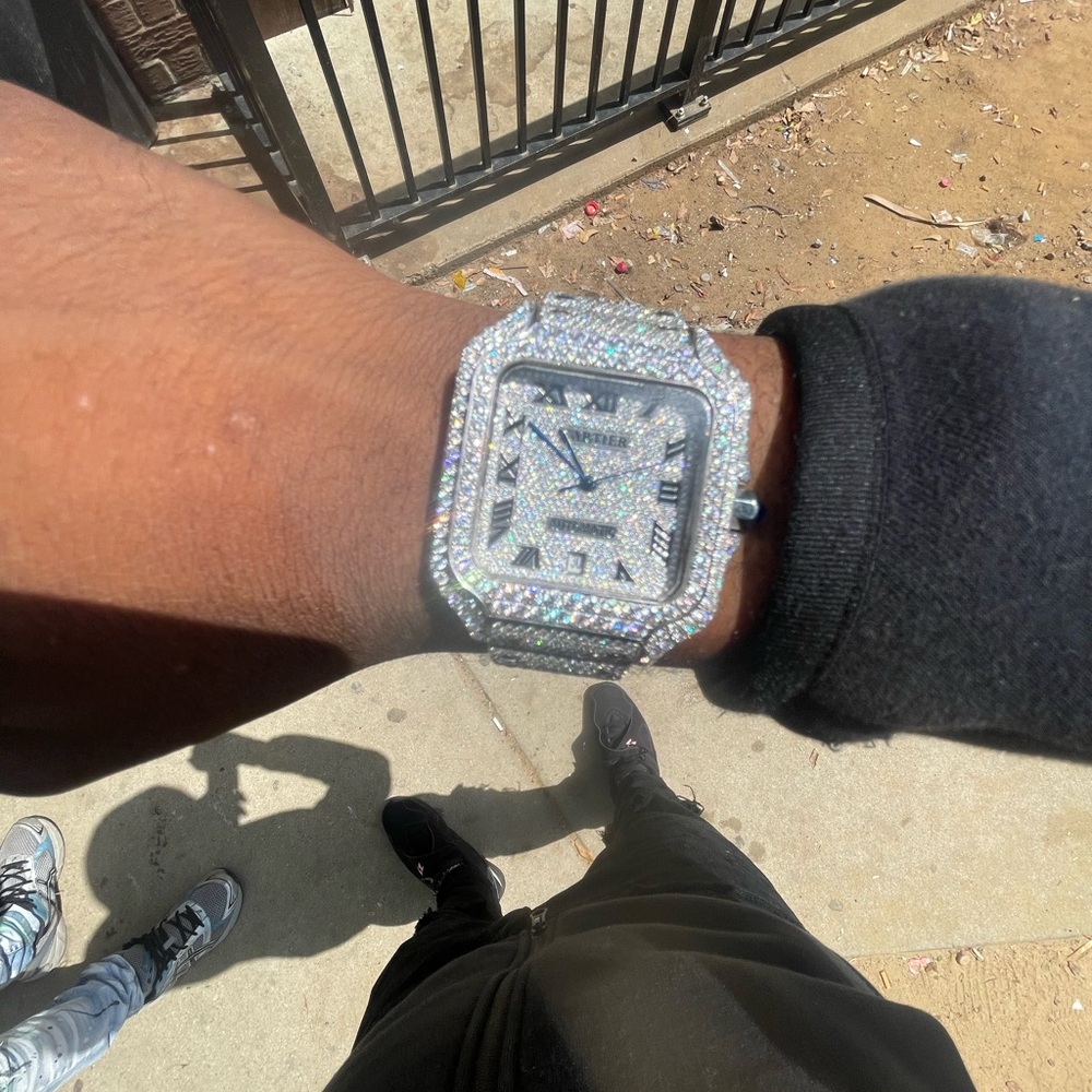 Silver and Blue Diamond Watch